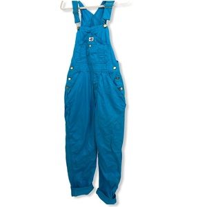 bright blue overalls
